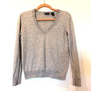 Vtg Y2K Moda Int'l Silk Cashmere V Neck Sweater Grey Speckle Medium